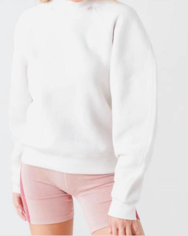 Front of a model wearing a size L Taron Mock Neck Sweatshirt in Wired in Wired by AGOLDE. | dia_product_style_image_id:343547